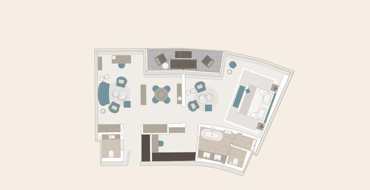 The Fontenay Hamburgo Habitación foto Floorplan of a typical suite